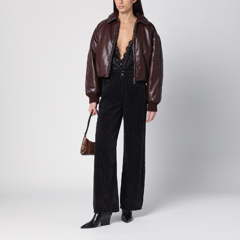 AGOLDE Bomber marrone in eco pelle Italy