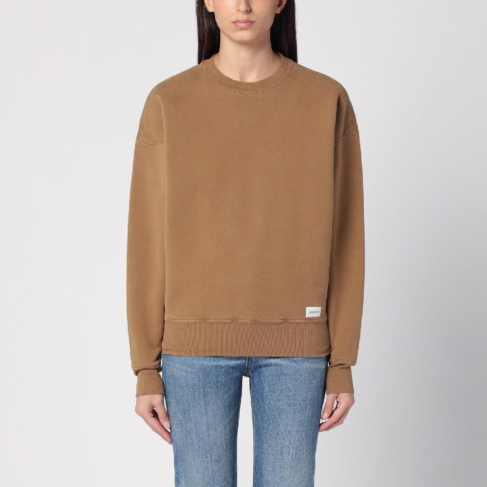 Saint Laurent Felpa color caramello in cotone felpato In Linea