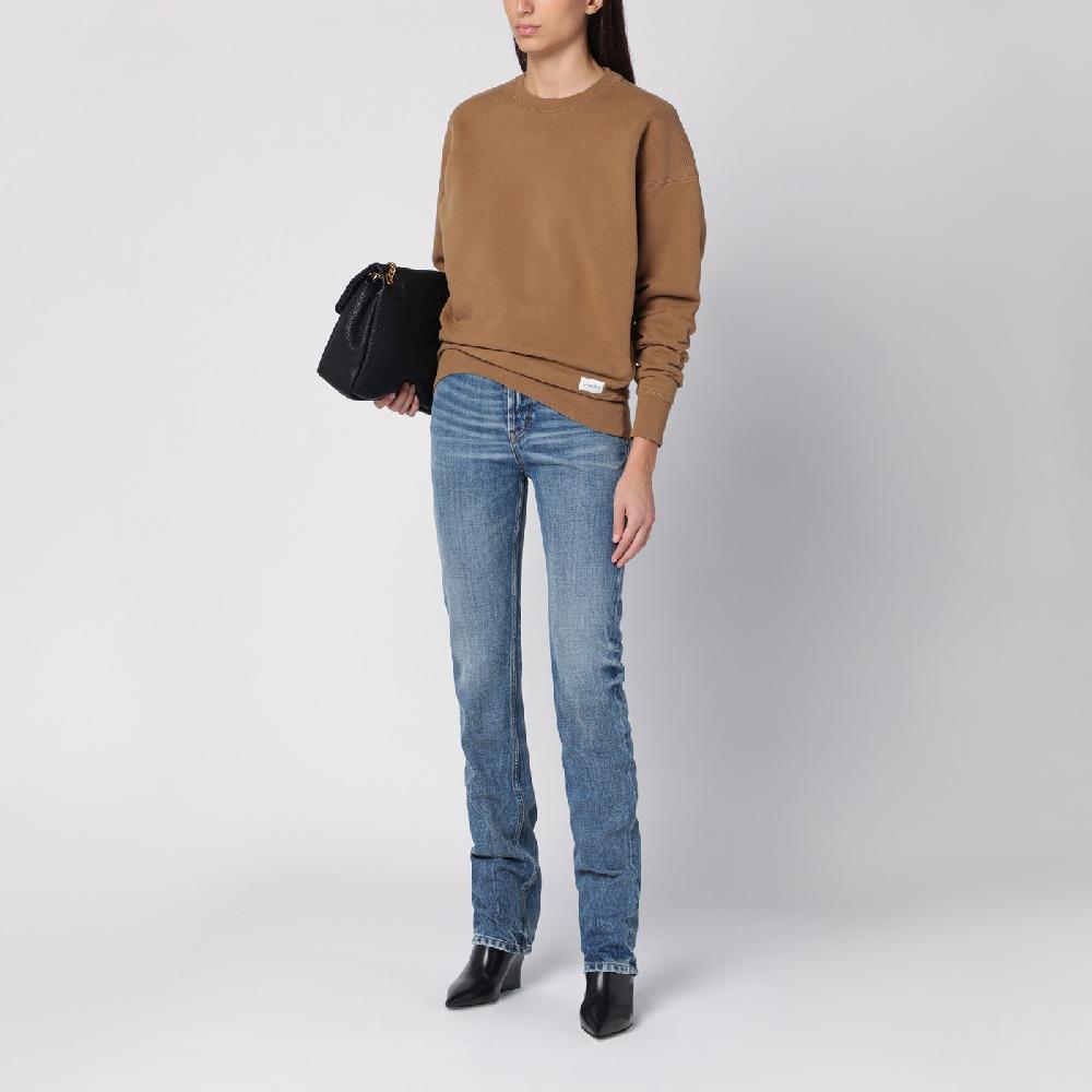 Saint Laurent Felpa color caramello in cotone felpato In Linea