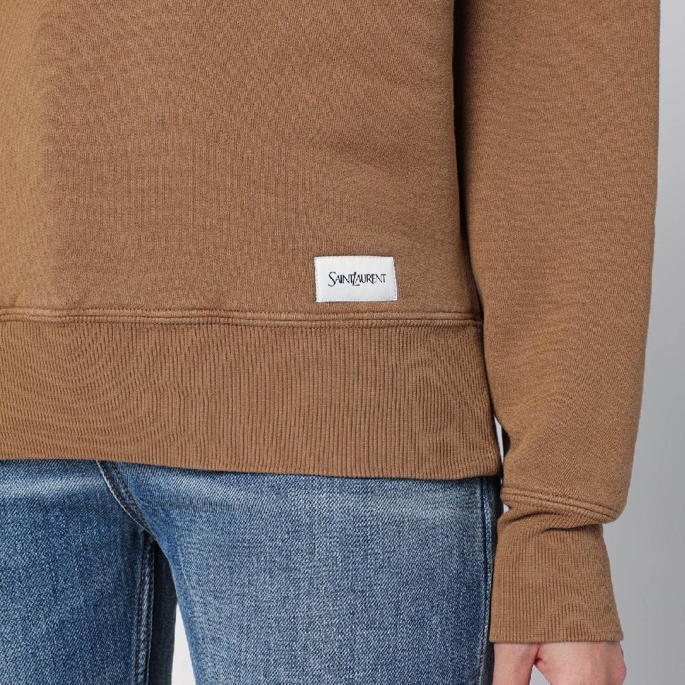 Saint Laurent Felpa color caramello in cotone felpato In Linea