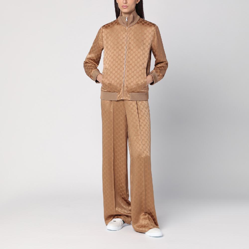 GUCCI Bomber color cammello in jacquard di viscosa GG Qualità