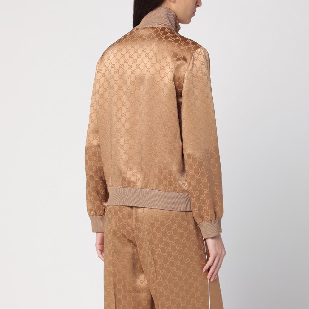 GUCCI Bomber color cammello in jacquard di viscosa GG Qualità