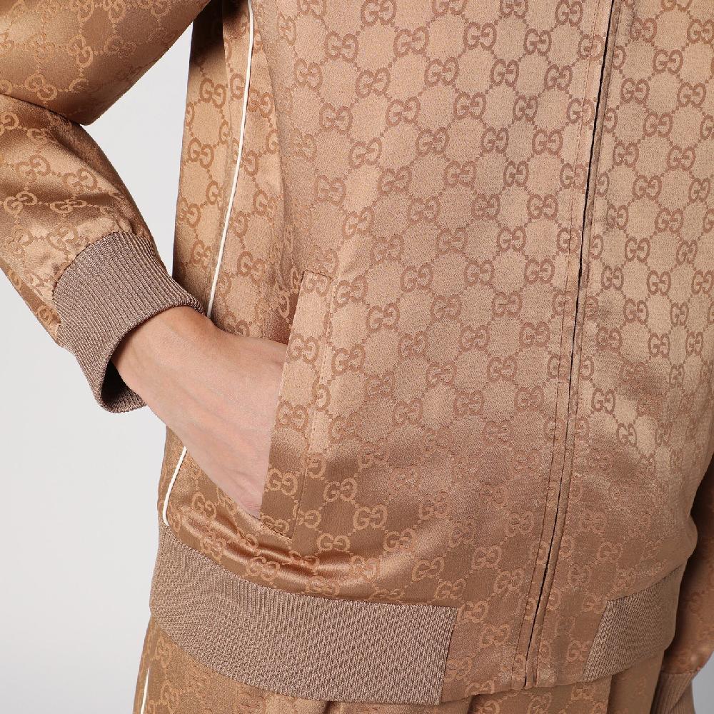 GUCCI Bomber color cammello in jacquard di viscosa GG Qualità