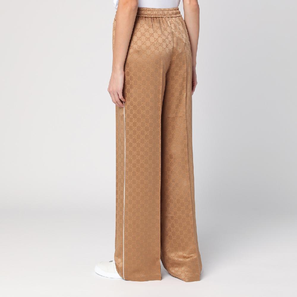 GUCCI Pantalone color cammello in jacquard di viscosa GG Vendita
