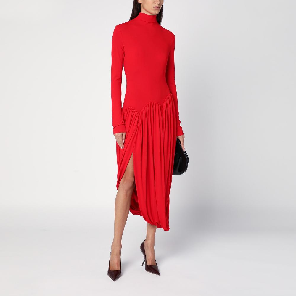 Ferragamo Abito rosso con gonna a tulipano Spedizione Gratuita