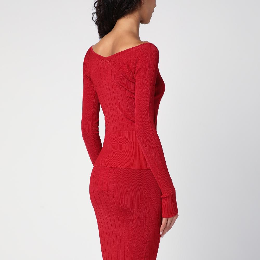 JACQUEMUS Maglia Le haut Pralù rossa in misto viscosa Pezzi Unici