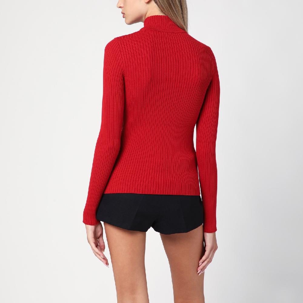 Courru00e8ges Maglia dolcevita rossa a coste Qualità Garantita
