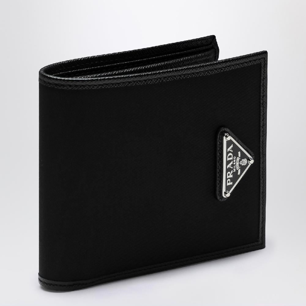 Prada Portafoglio nero in Re-Nylon con triangolo logo Shopping Online