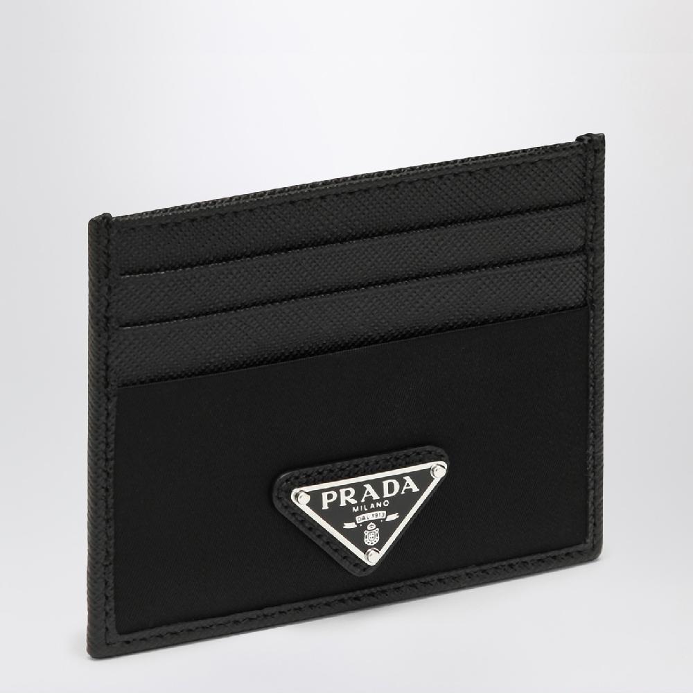 Prada Portacarte in Nylon e Saffiano nero Novità