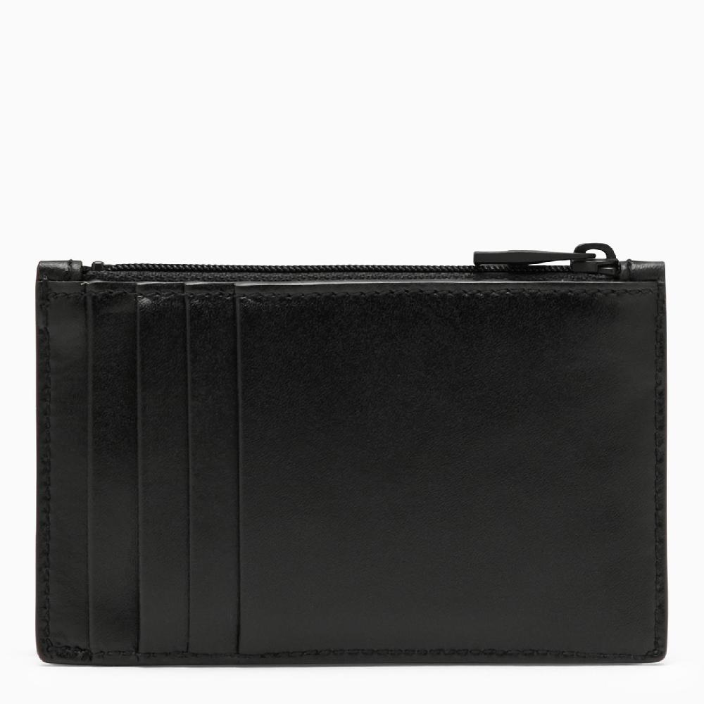 Alexander McQueen Portacarte con zip nero in pelle con logo Offerta