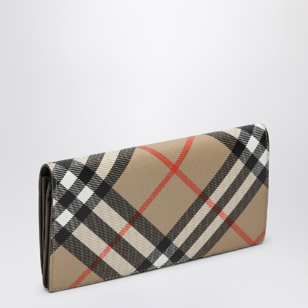 Burberry Portafoglio continental grande in Check beige Outlet