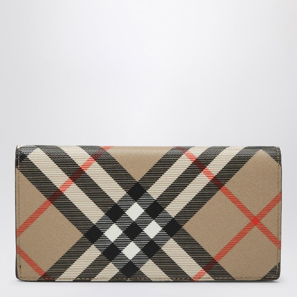 Burberry Portafoglio continental grande in Check beige Outlet