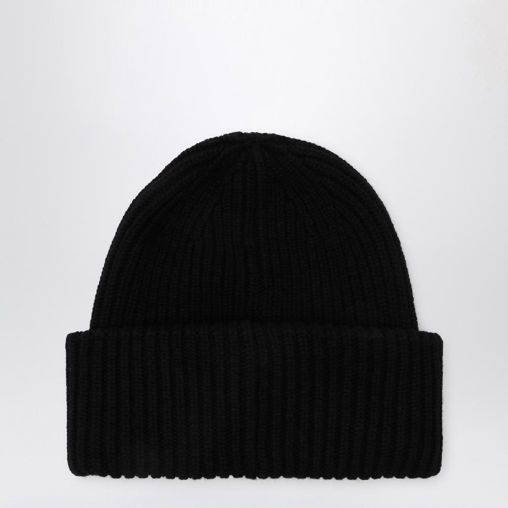 Moncler Cuffia nera in lana e cashmere Vendite Flash