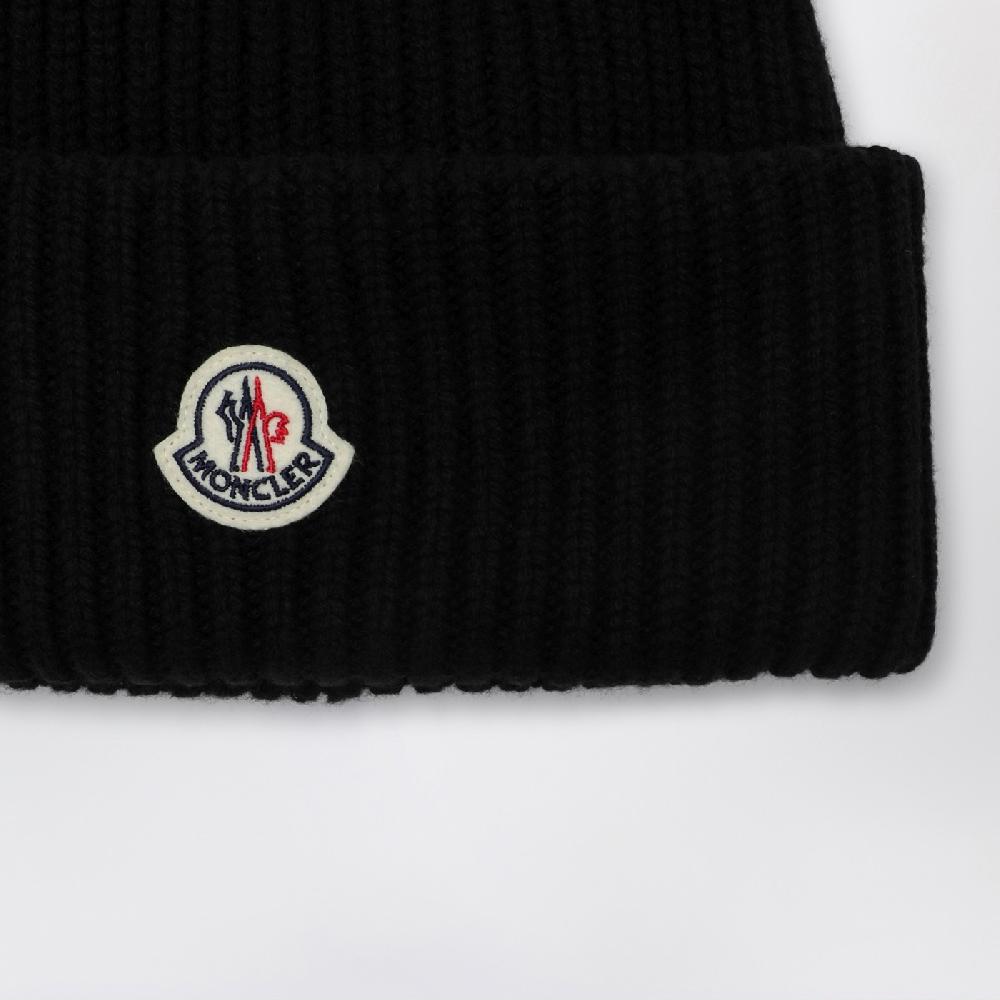 Moncler Cuffia nera in lana e cashmere Vendite Flash