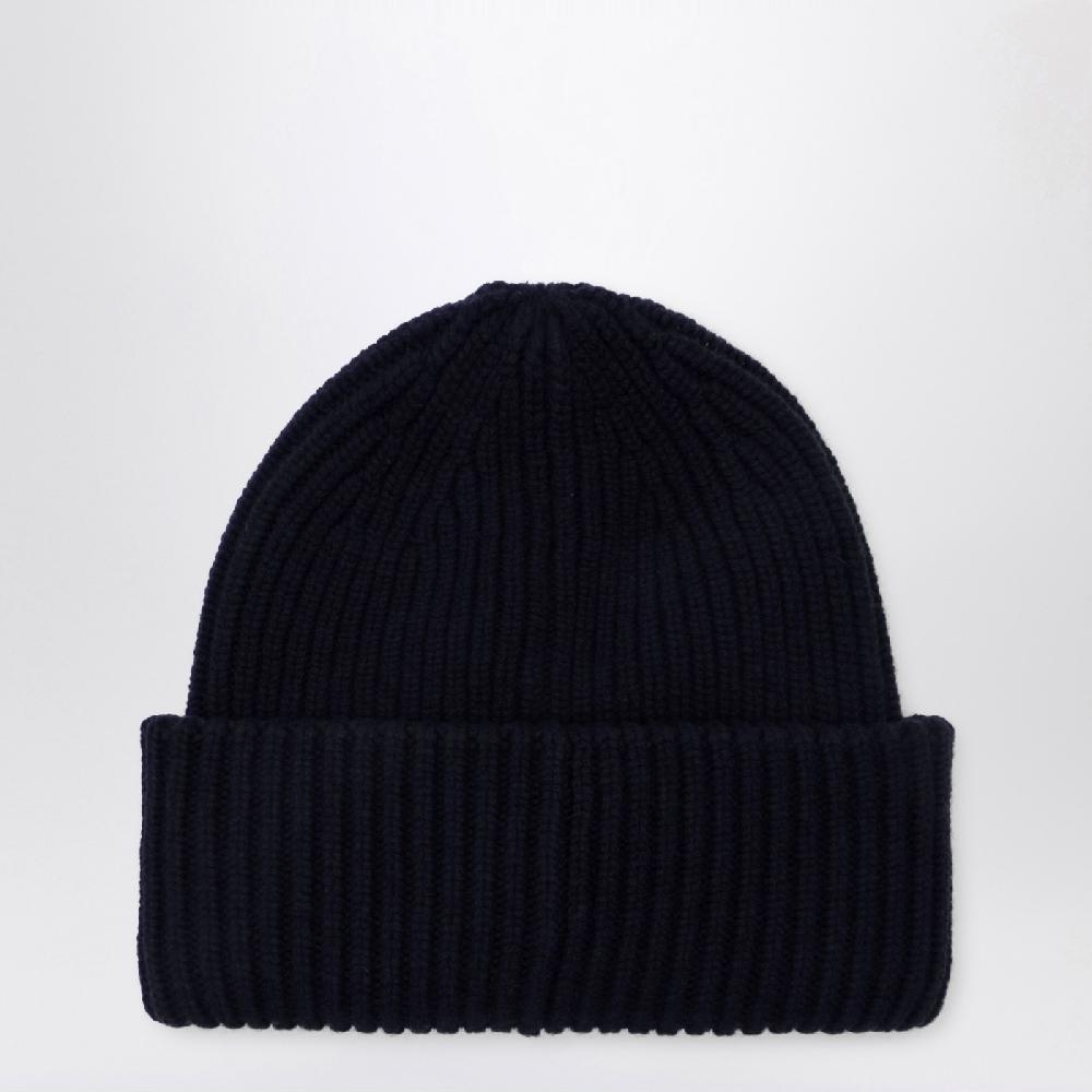 Moncler Cuffia blu in lana e cashmere Negozio