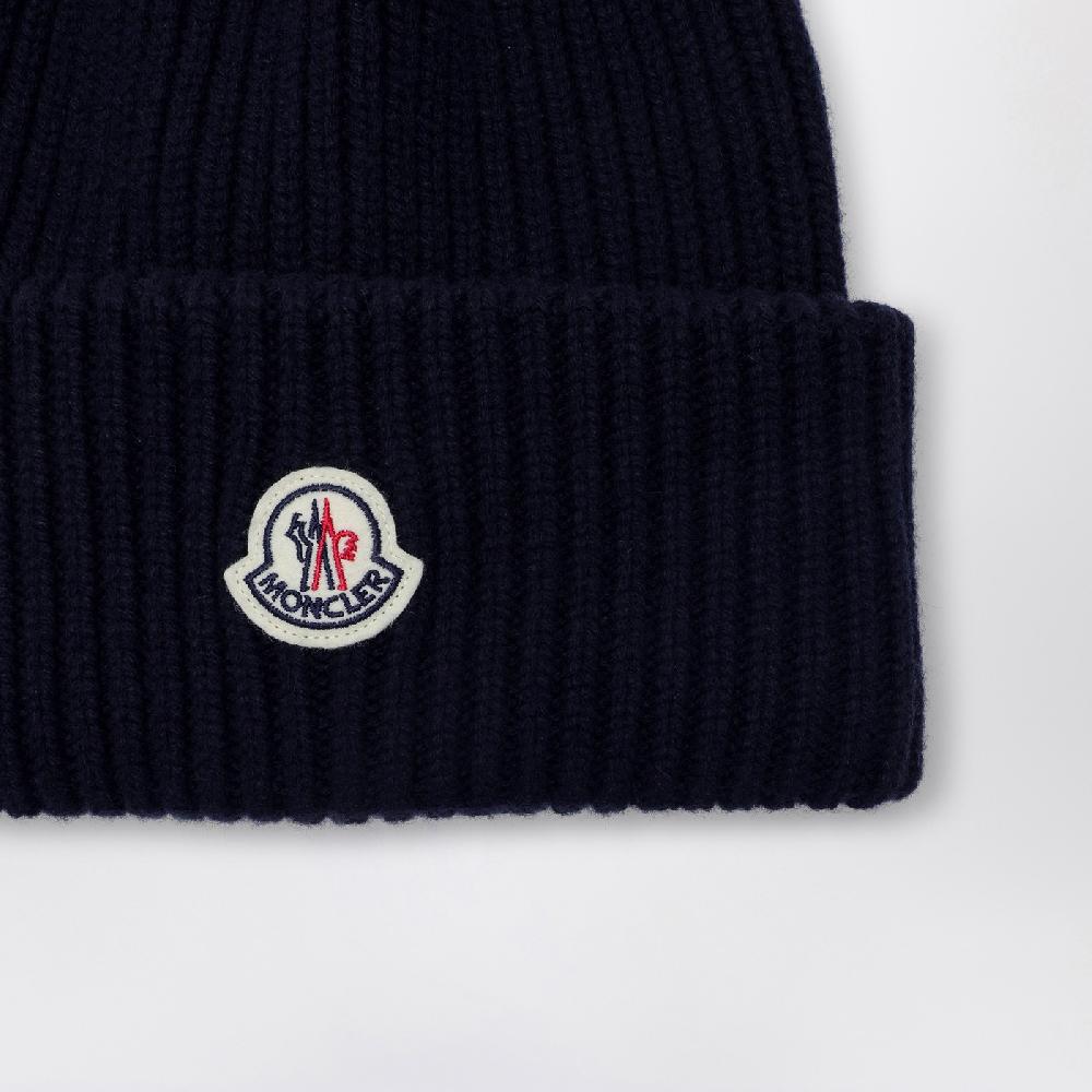 Moncler Cuffia blu in lana e cashmere Negozio