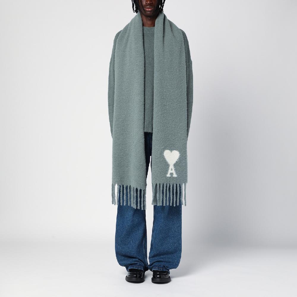 Ami Paris Sciarpa grigia chiara in misto alpaca Nuova