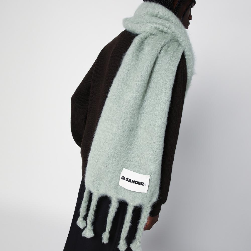 Jil Sander Sciarpa verde chiara in misto mohair In Linea