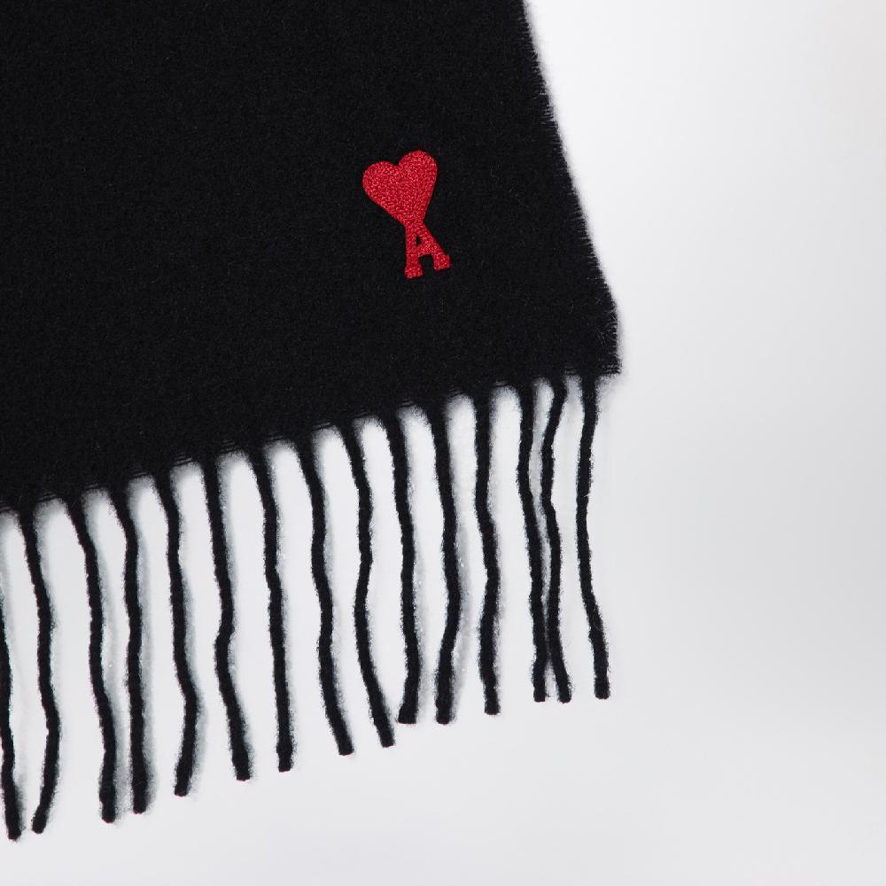 Ami Paris Sciarpa Ami De Coeur nera in lana Vendita