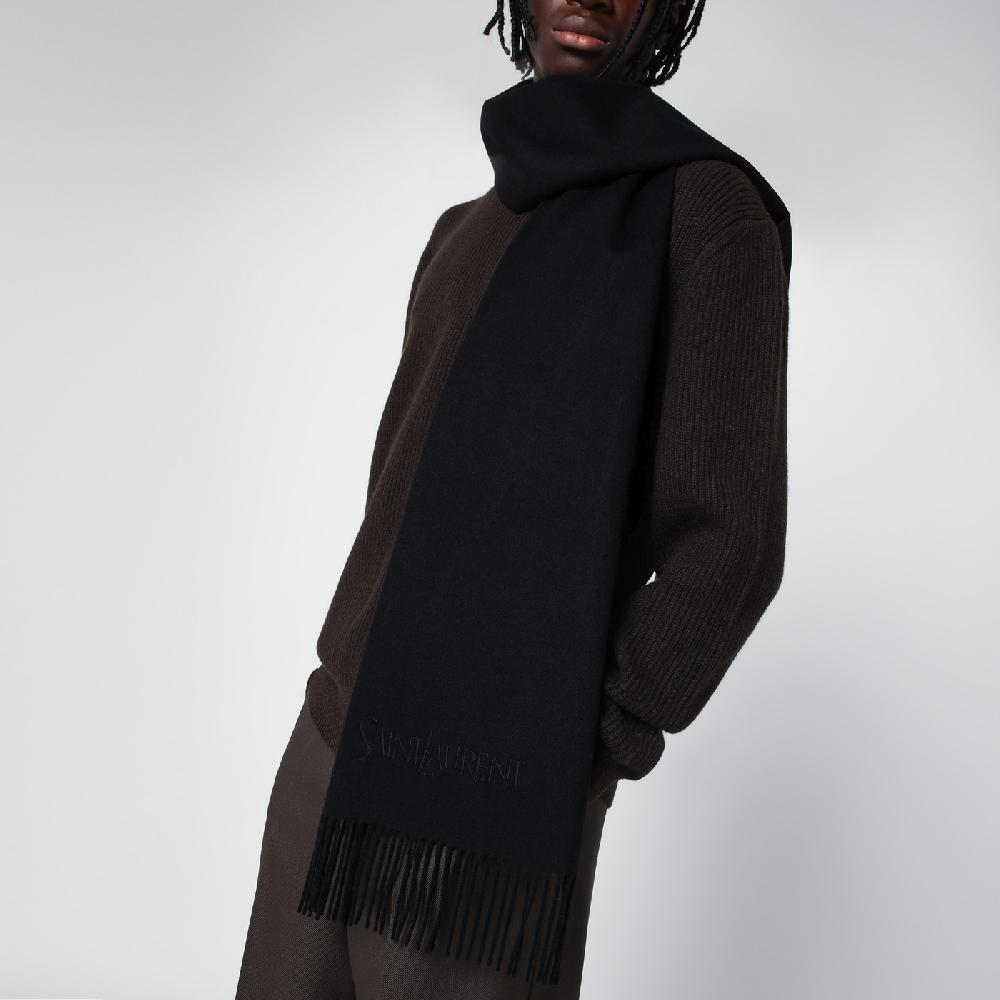 Saint Laurent Sciarpa nera in cashmere Spedizione Gratuita
