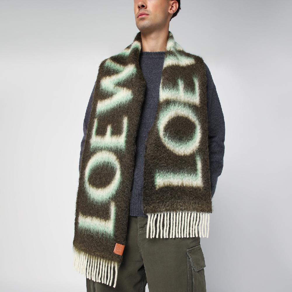 Loewe Sciarpa verde/bianca in lana e mohair Soddisfazione Garantita