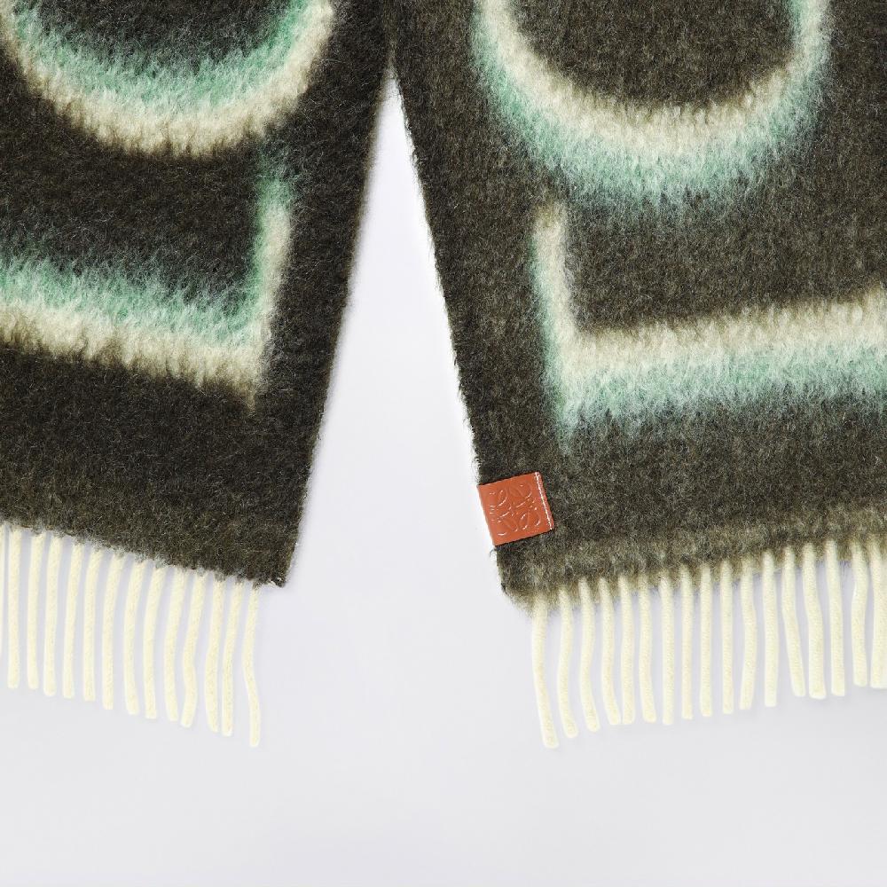 Loewe Sciarpa verde/bianca in lana e mohair Soddisfazione Garantita