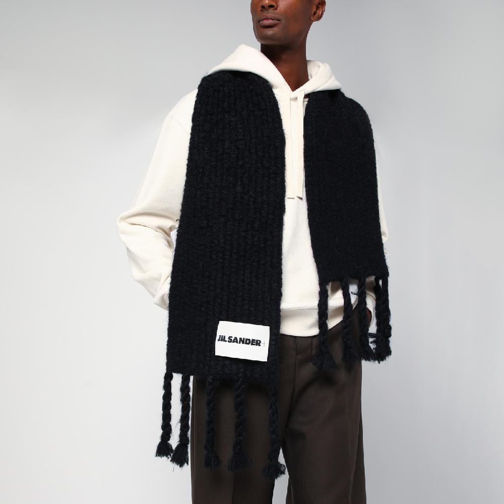Jil Sander Sciarpa nera in misto mohair Consegna Veloce