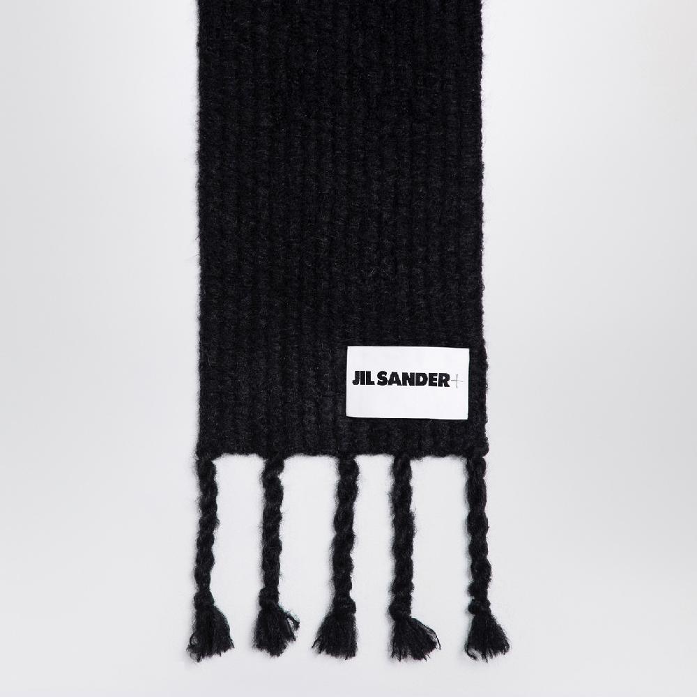 Jil Sander Sciarpa nera in misto mohair Consegna Veloce