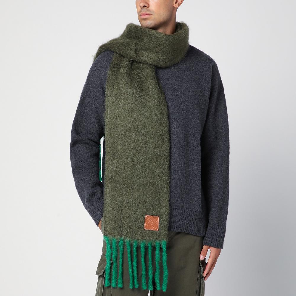 Loewe Sciarpa verde kaki/verde in mohair e lana Fino Al -60%