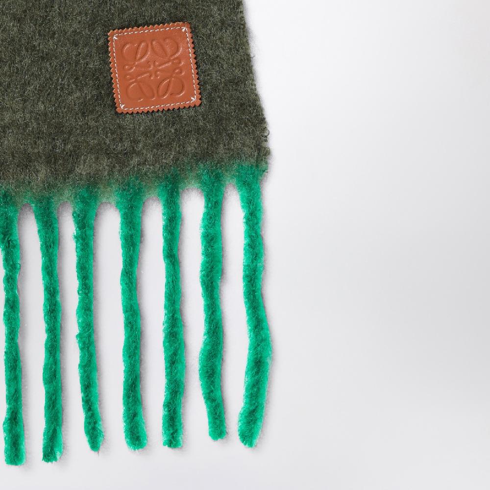 Loewe Sciarpa verde kaki/verde in mohair e lana Fino Al -60%