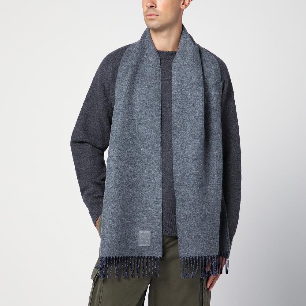 Loewe Sciarpa grigia/blu in lana e cashmere Affare Del Giorno
