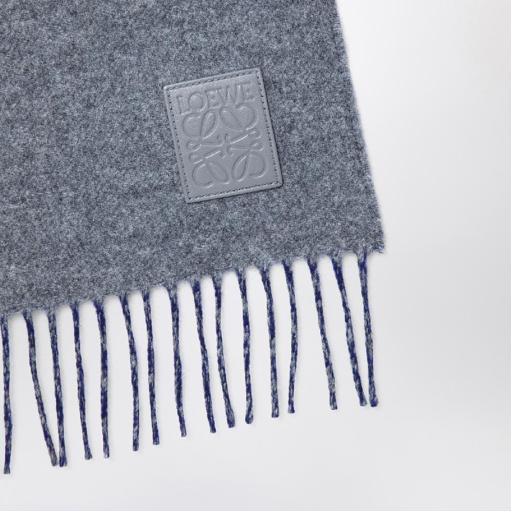 Loewe Sciarpa grigia/blu in lana e cashmere Affare Del Giorno