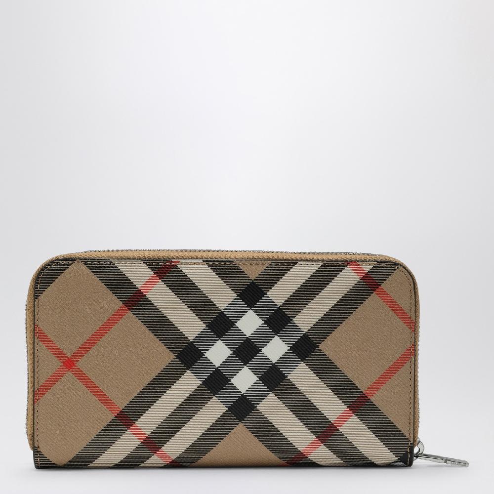 Burberry Portafoglio con zip beige motivo Check Sottocosto