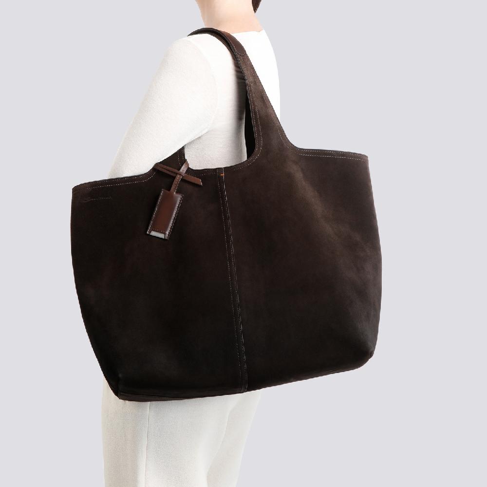 ﻿Santoni Borsa in suede testa di moro Consegna Veloce
