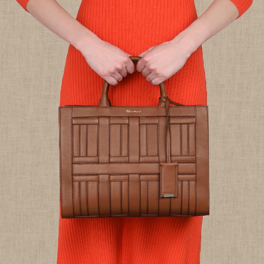 Santoni Borsa Beyond a mano in pelle marrone Promozione Limitata