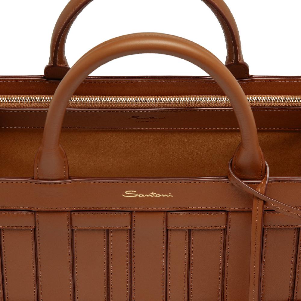 Santoni Borsa Beyond a mano in pelle marrone Promozione Limitata