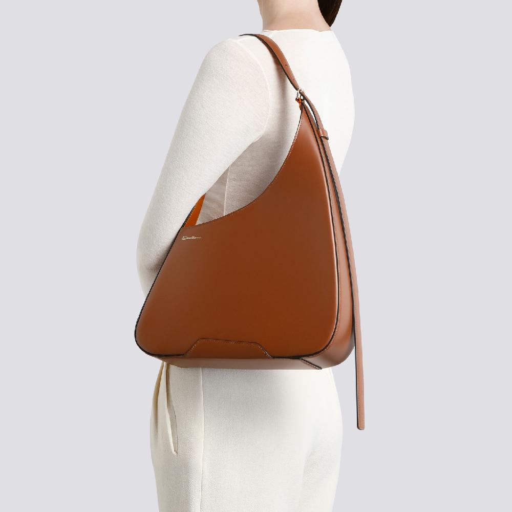 Santoni Borsa a spalla The Pluto Hobo in pelle marrone Fino Al -60%