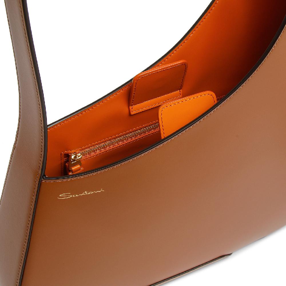 Santoni Borsa a spalla The Pluto Hobo in pelle marrone Fino Al -60%