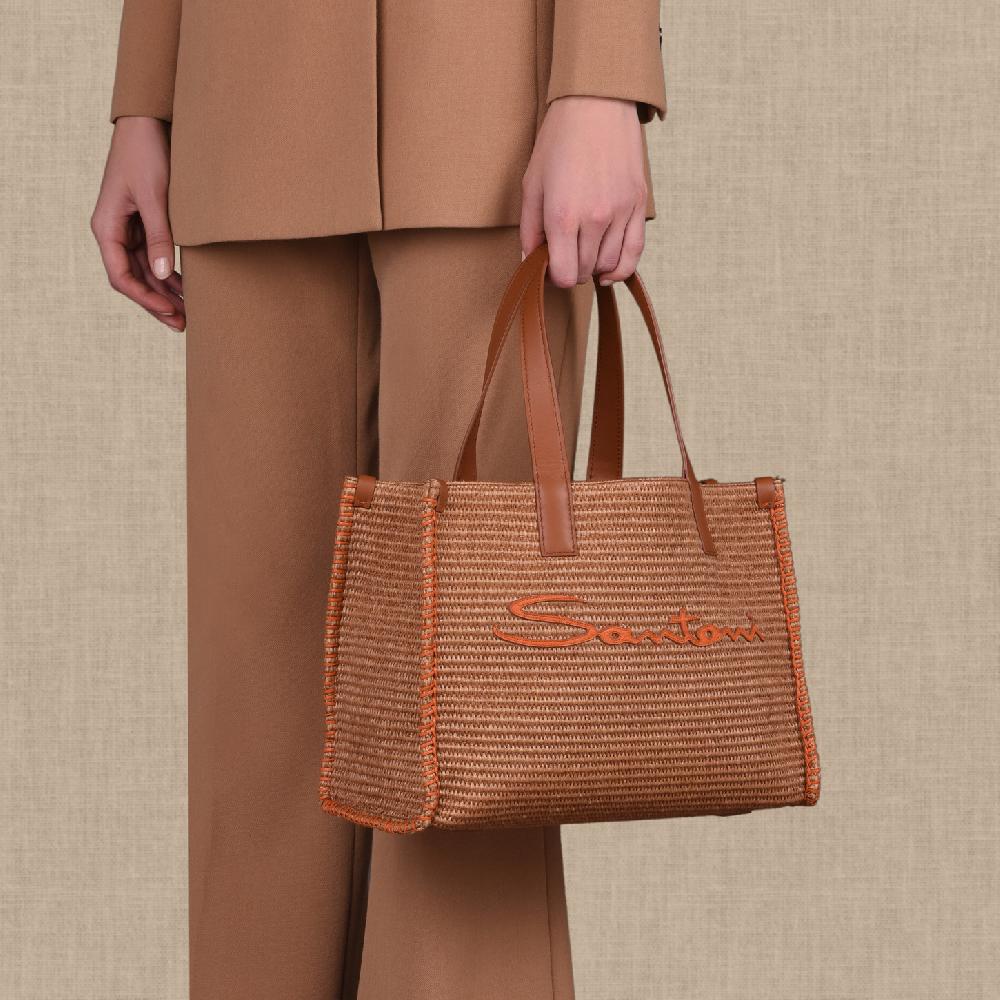 Santoni Borsa tote in rafia marrone Affare Del Giorno