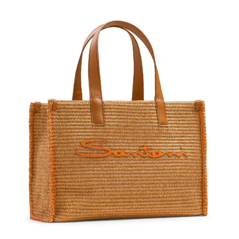 Santoni Borsa tote in rafia marrone Affare Del Giorno