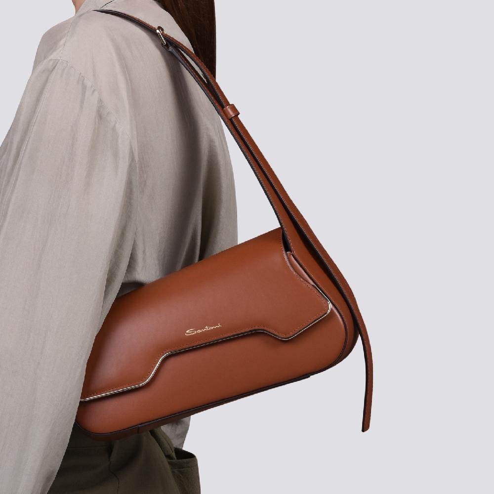 Santoni Borsa ThePluto in pelle marrone Prezzo Ridotto