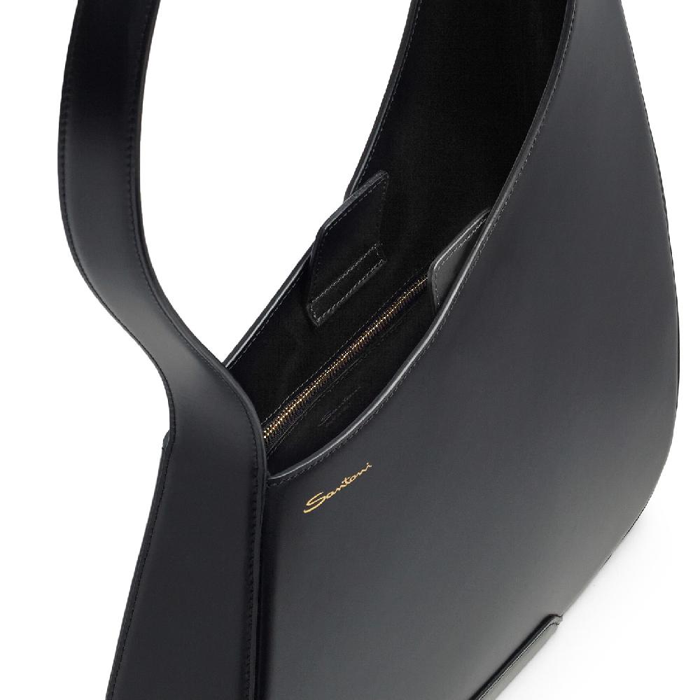 Santoni Borsa ThePluto a spalla in pelle nera Novità