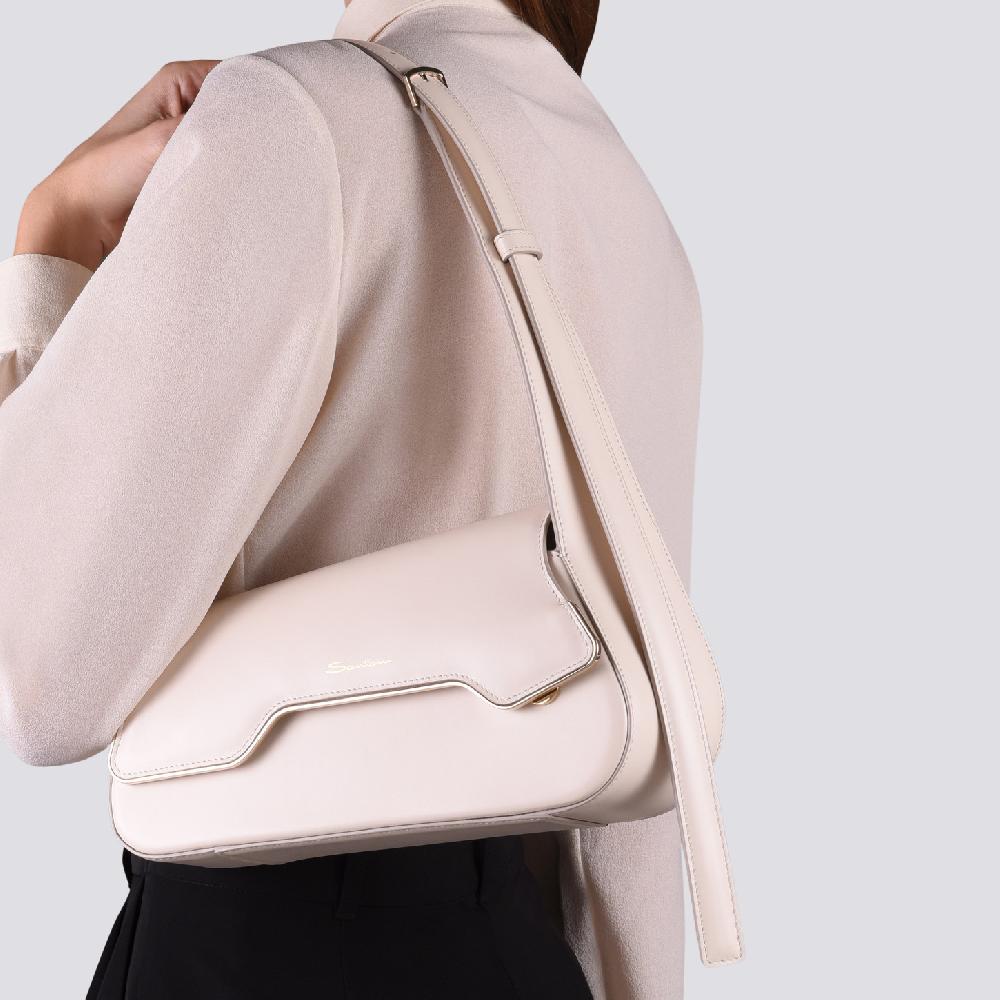 Santoni Borsa ThePluto in pelle bianca Offerta