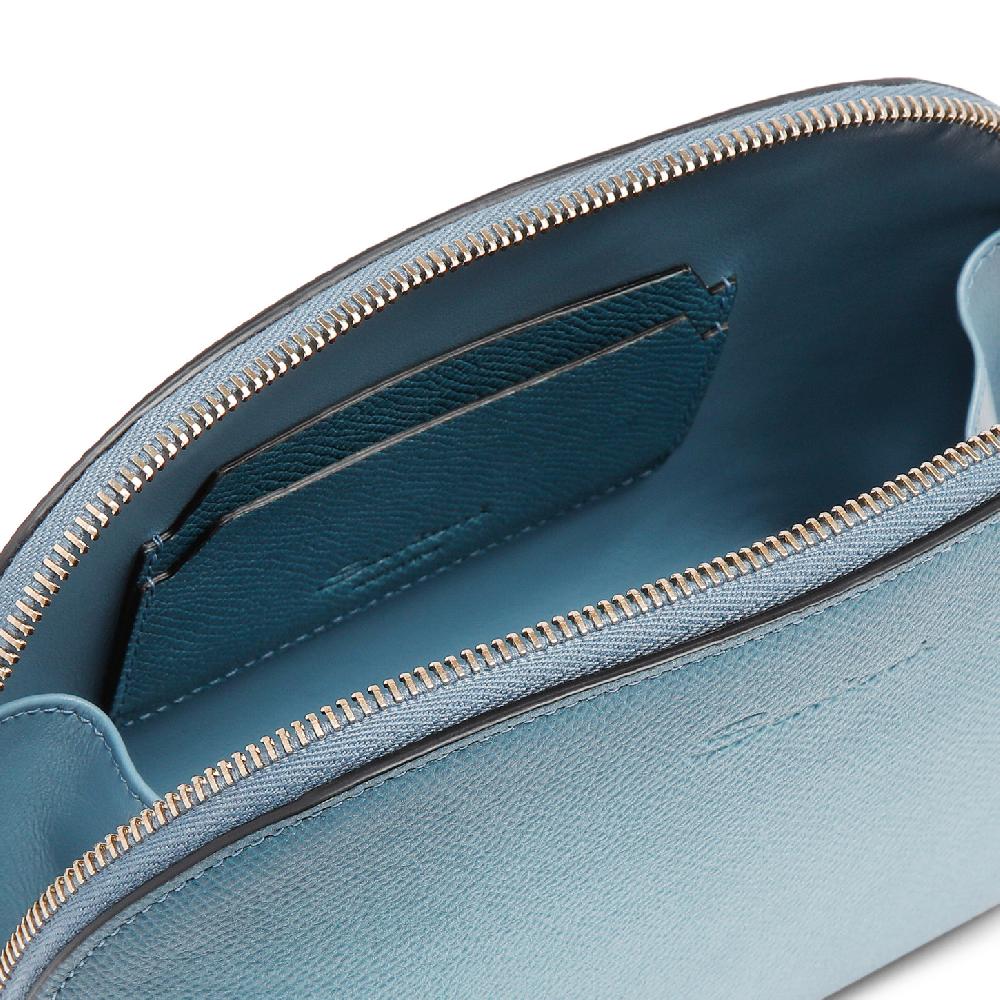 Santoni Pouch in Saffiano azzurro Economico