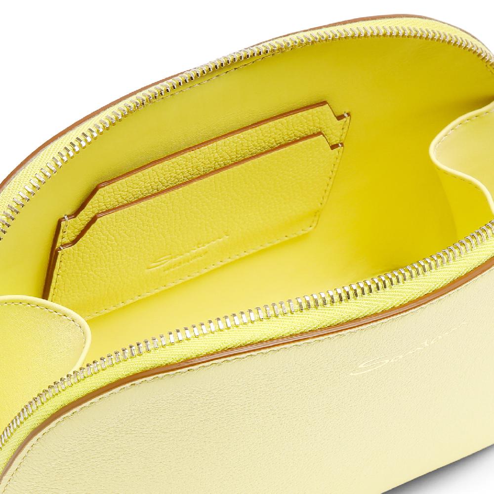 Santoni Pouch in pelle bottalata gialla In Vendita