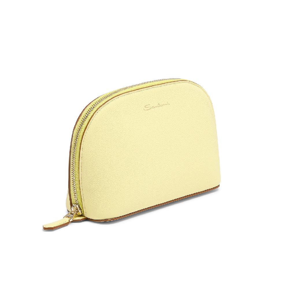 Santoni Pouch in pelle bottalata gialla In Vendita