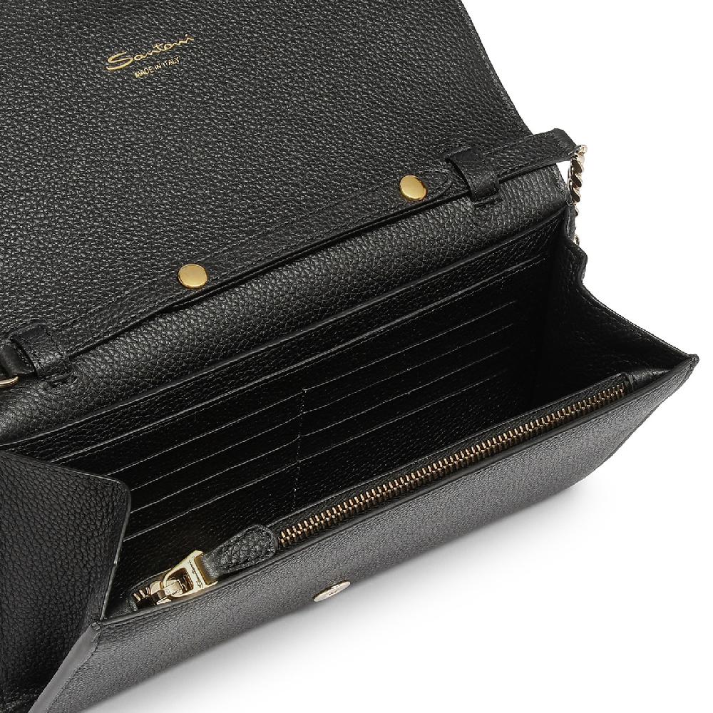 Santoni Borsa a tracolla in pelle nera Offerte