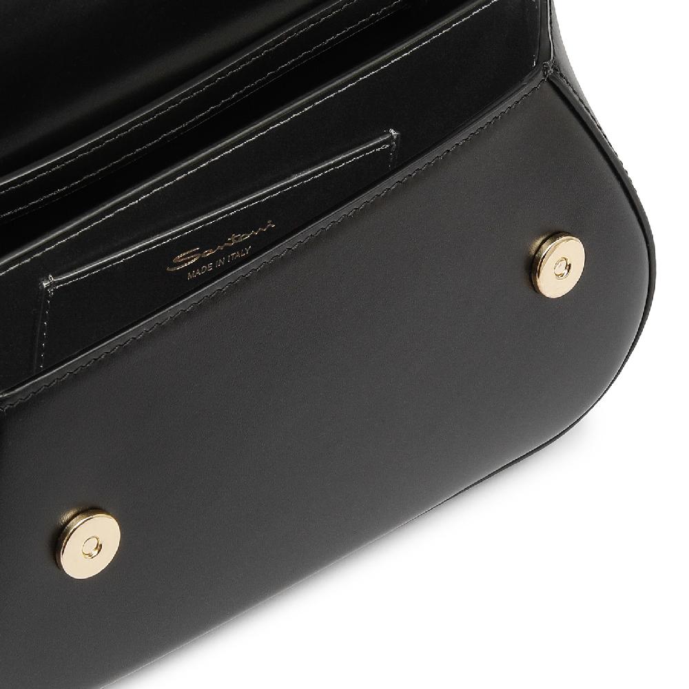 Santoni Borsa ThePluto a tracolla in pelle nera Vendita Calda