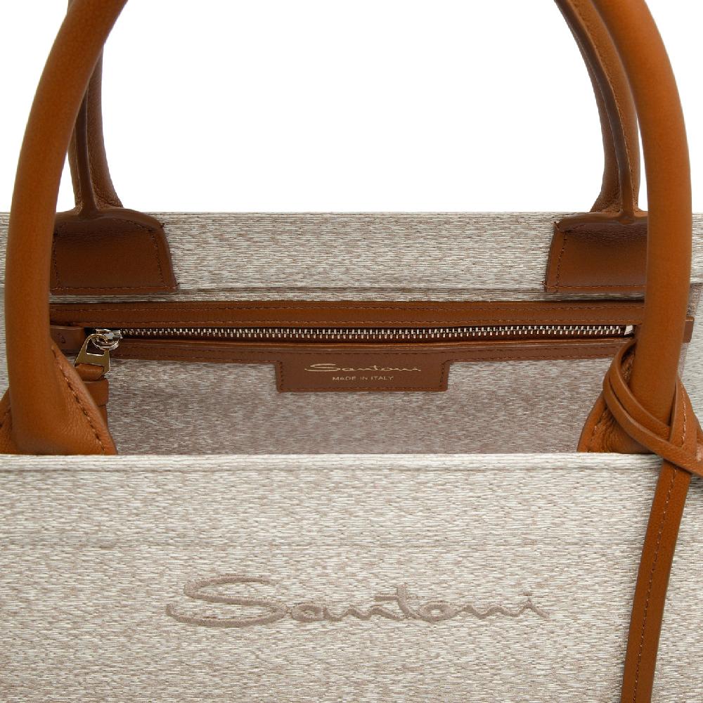 Santoni Shopping bag in tessuto beige Moda