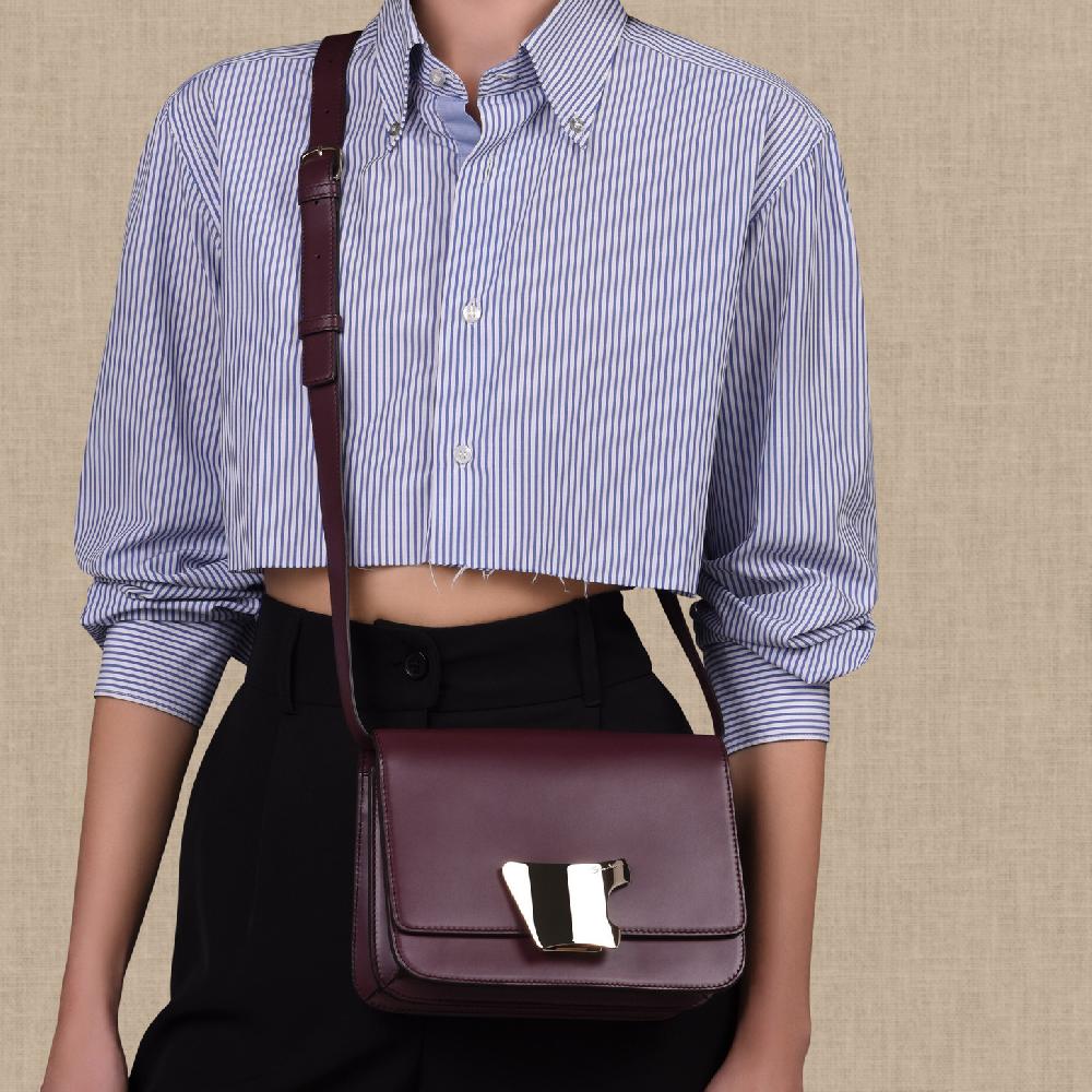 Santoni Borsa a tracolla in pelle bordeaux Italia